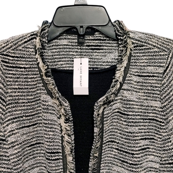 Lane Bryant Black White Tweed Peplum Open Front Blazer Women's Plus Size 16 NWT - Picture 3 of 11